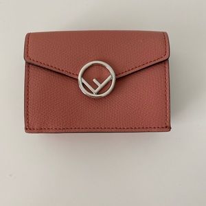 Fendi micro trifold wallet in pink